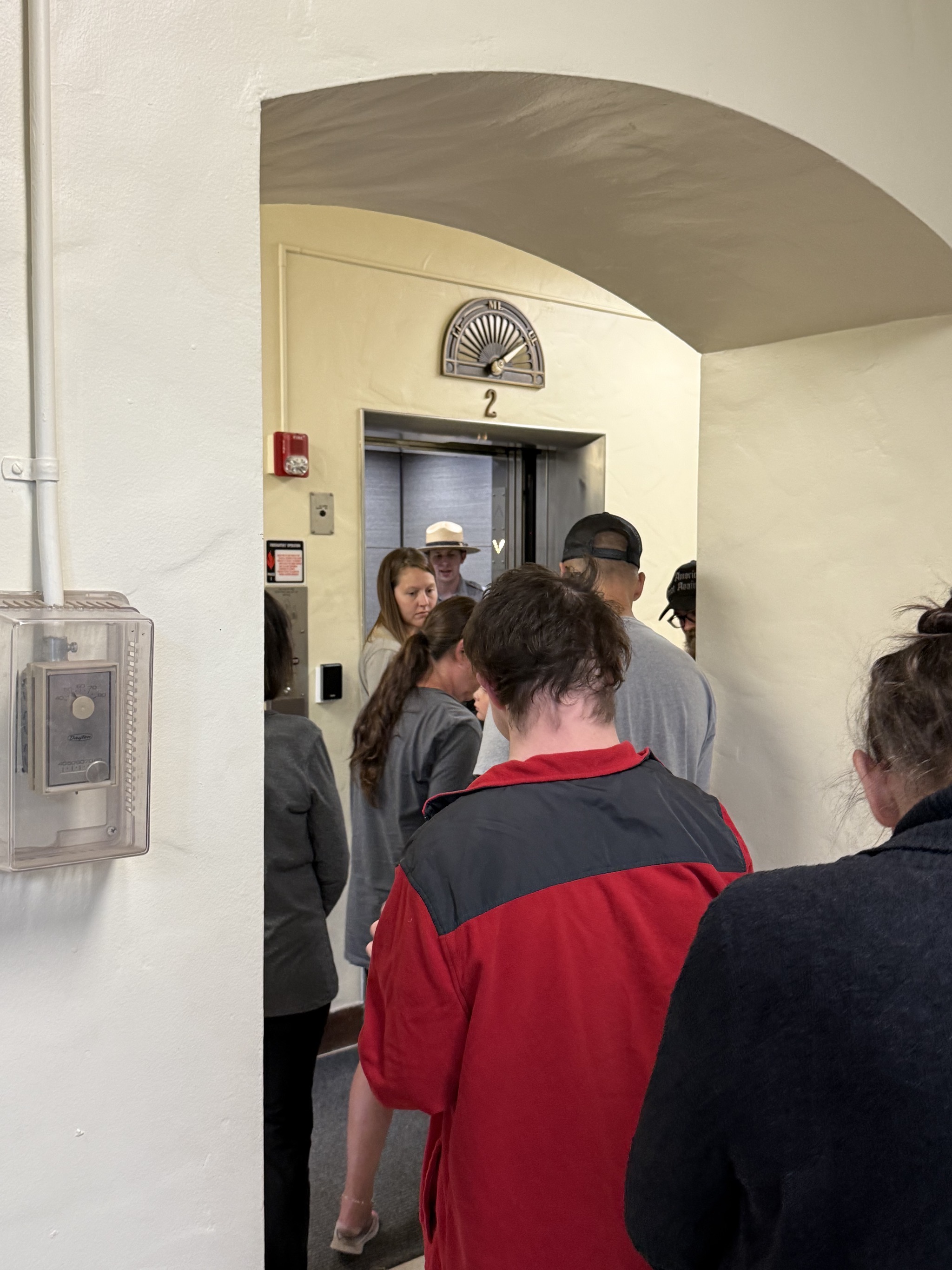 Heading into the elevator