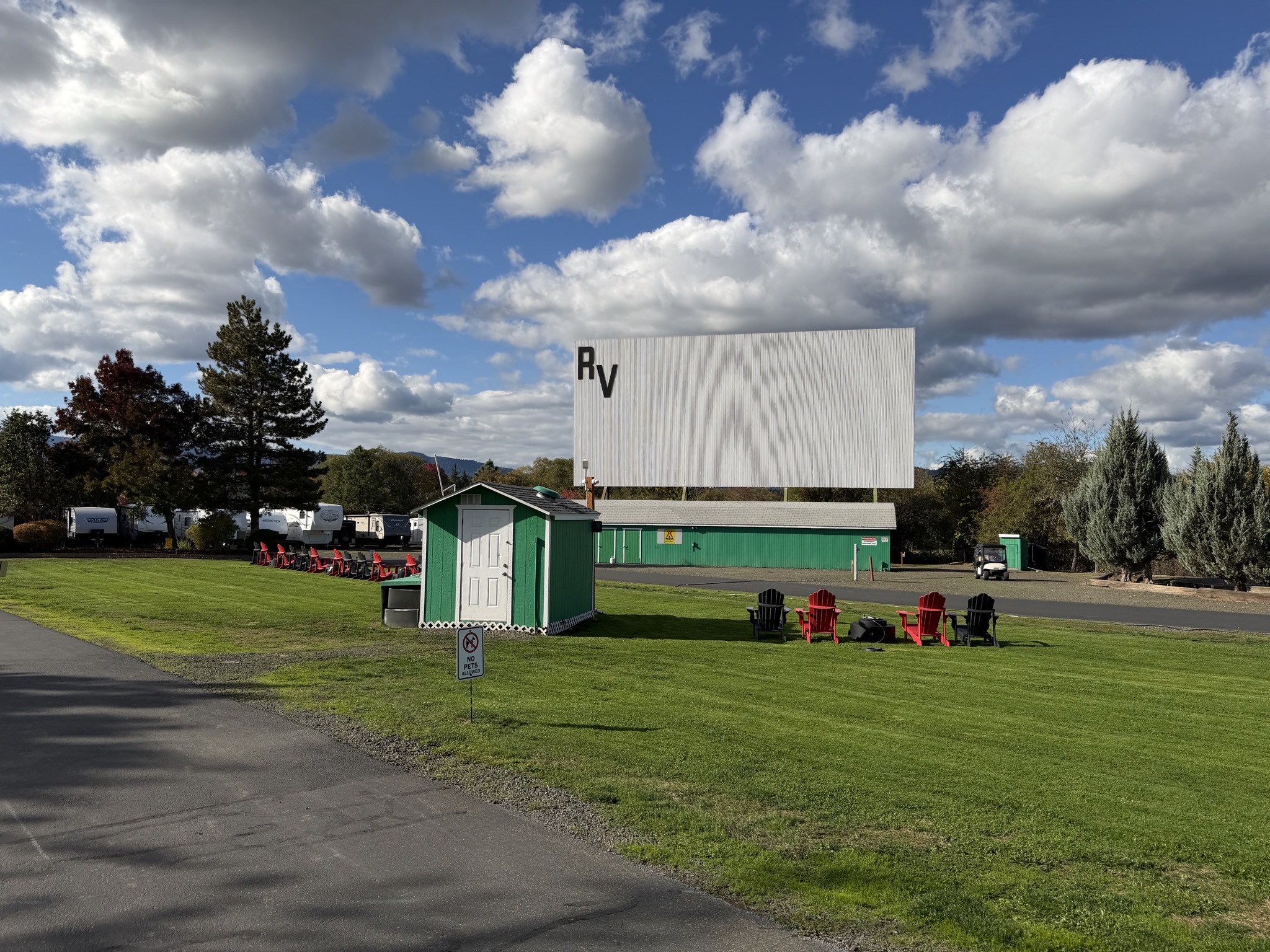 Movie screen, viewed from our site