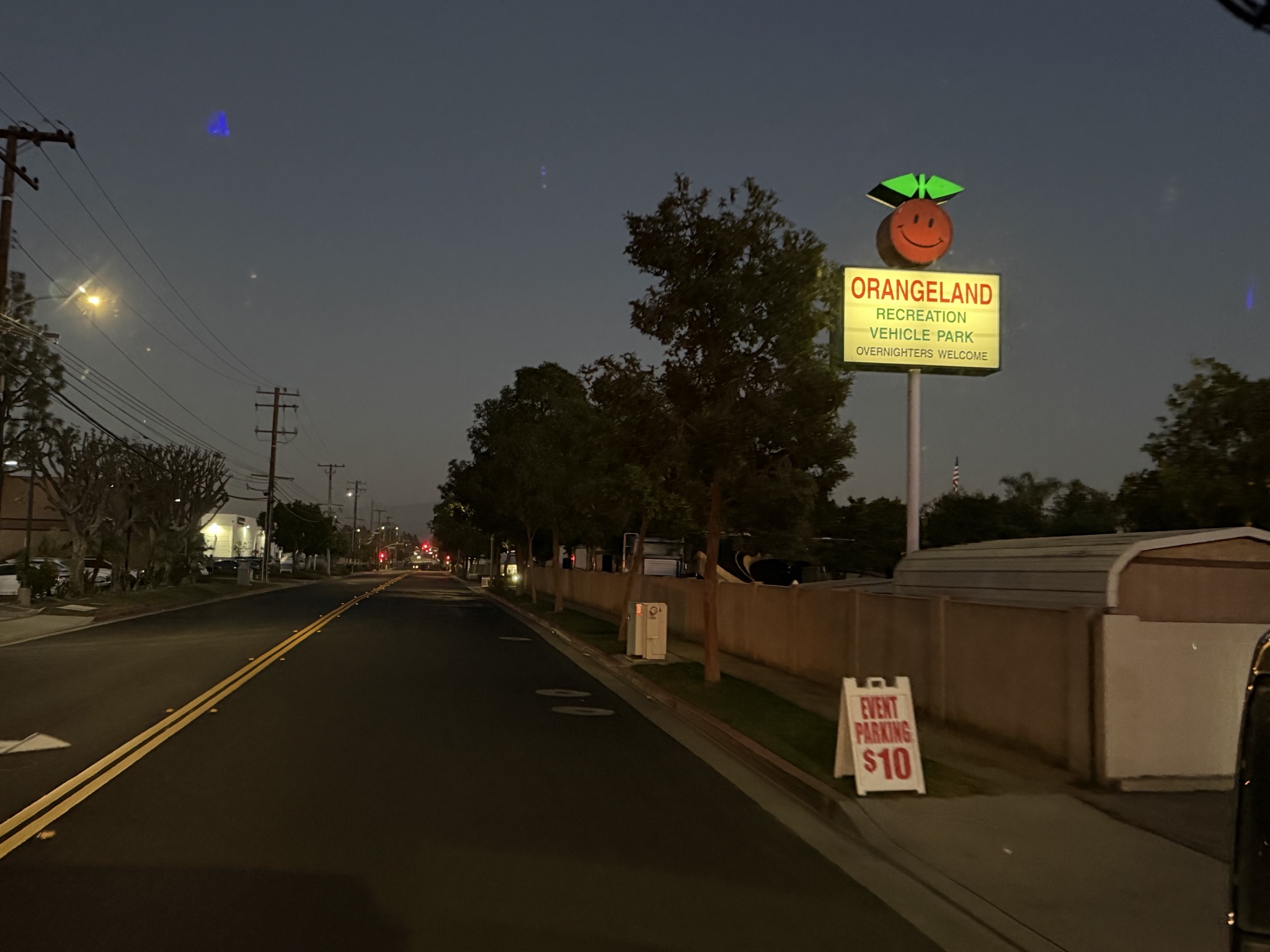 Arriving at Orangeland RV Park