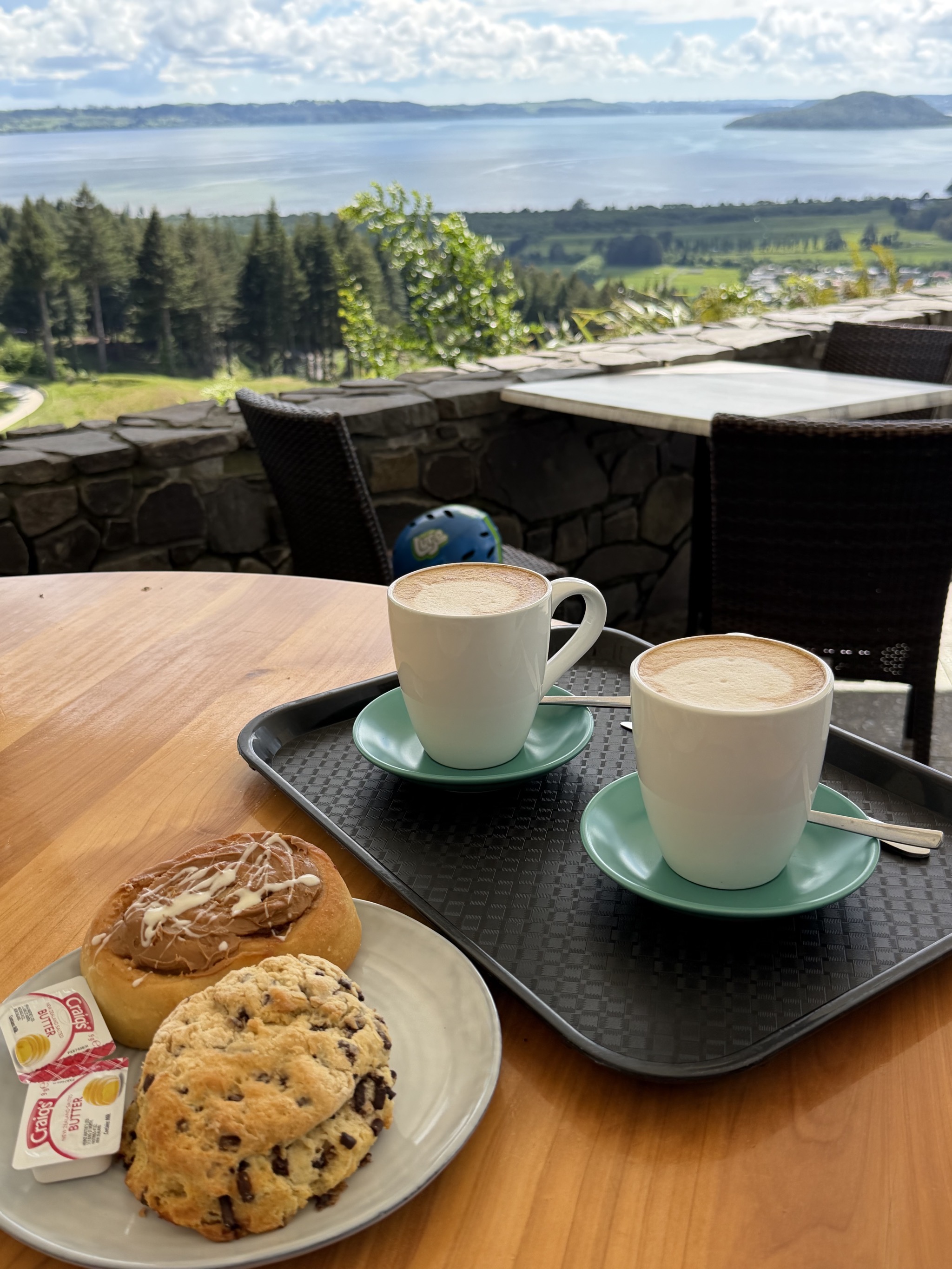 Morning snack and coffees with a view