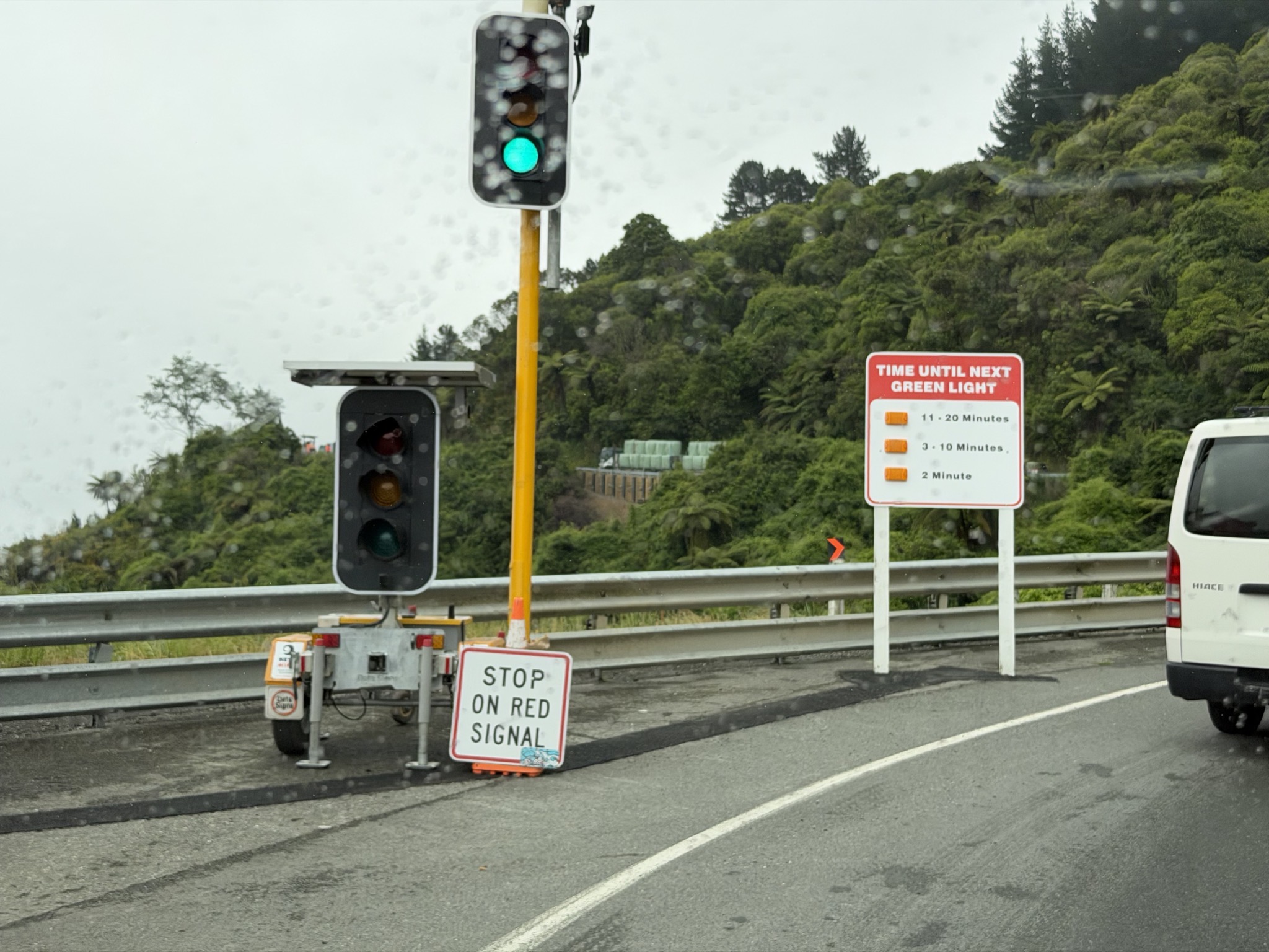 Roadworks, with time to green light