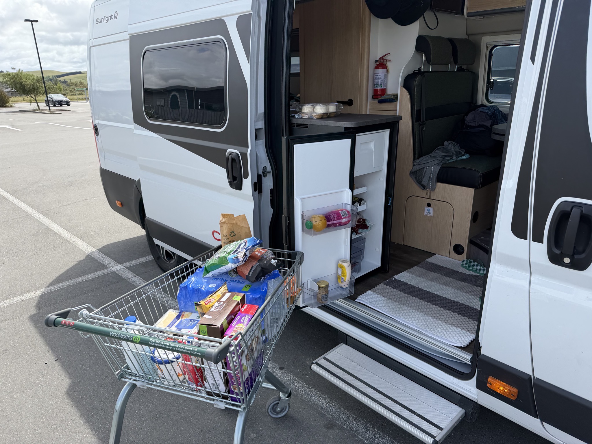 Loading groceries directly into the van