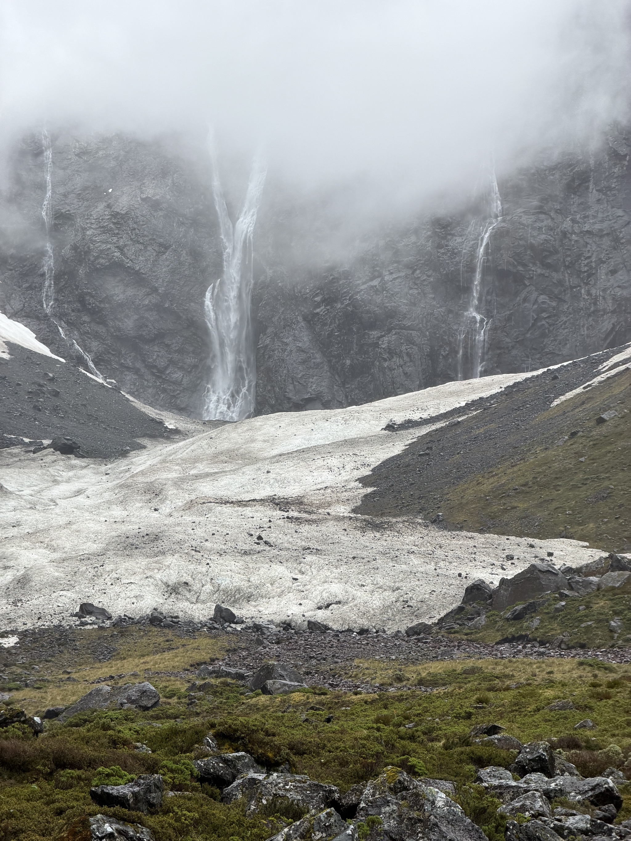 Glacier and waterfalls
