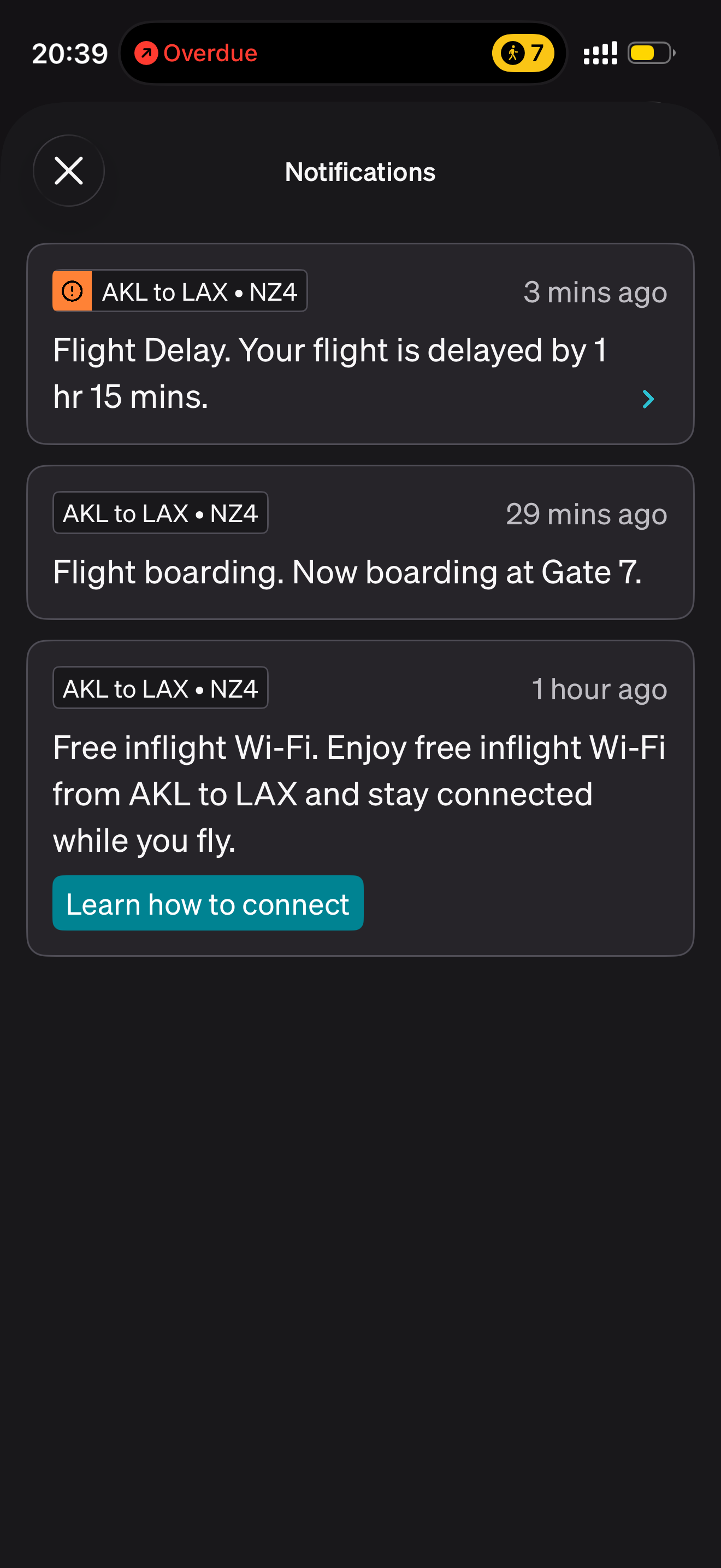 Our international flight was delayed over an hour