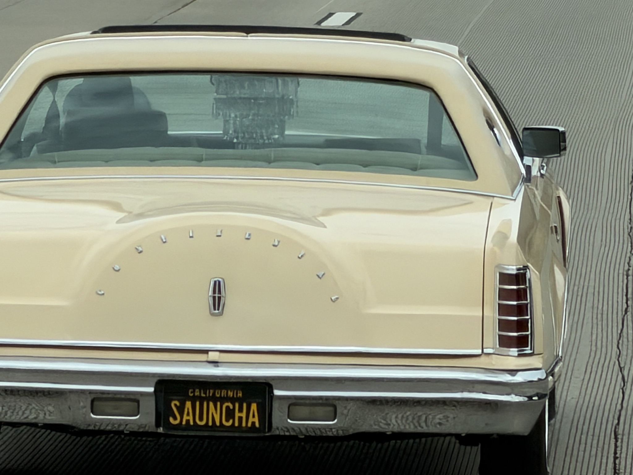 A large chandelier in this car