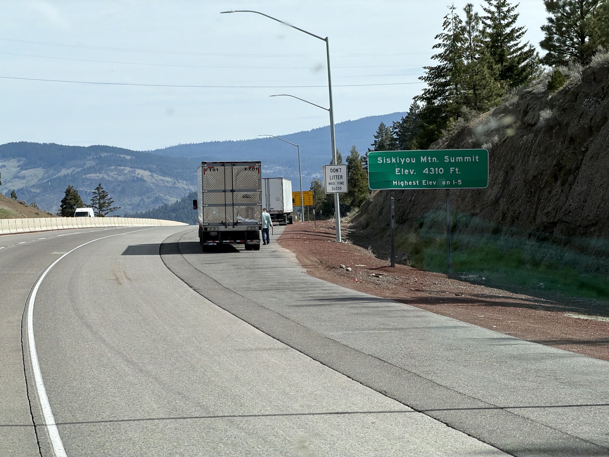 Siskiyou Mountain Summit Elevation 4310 Feet, Highest Elevation on I-5