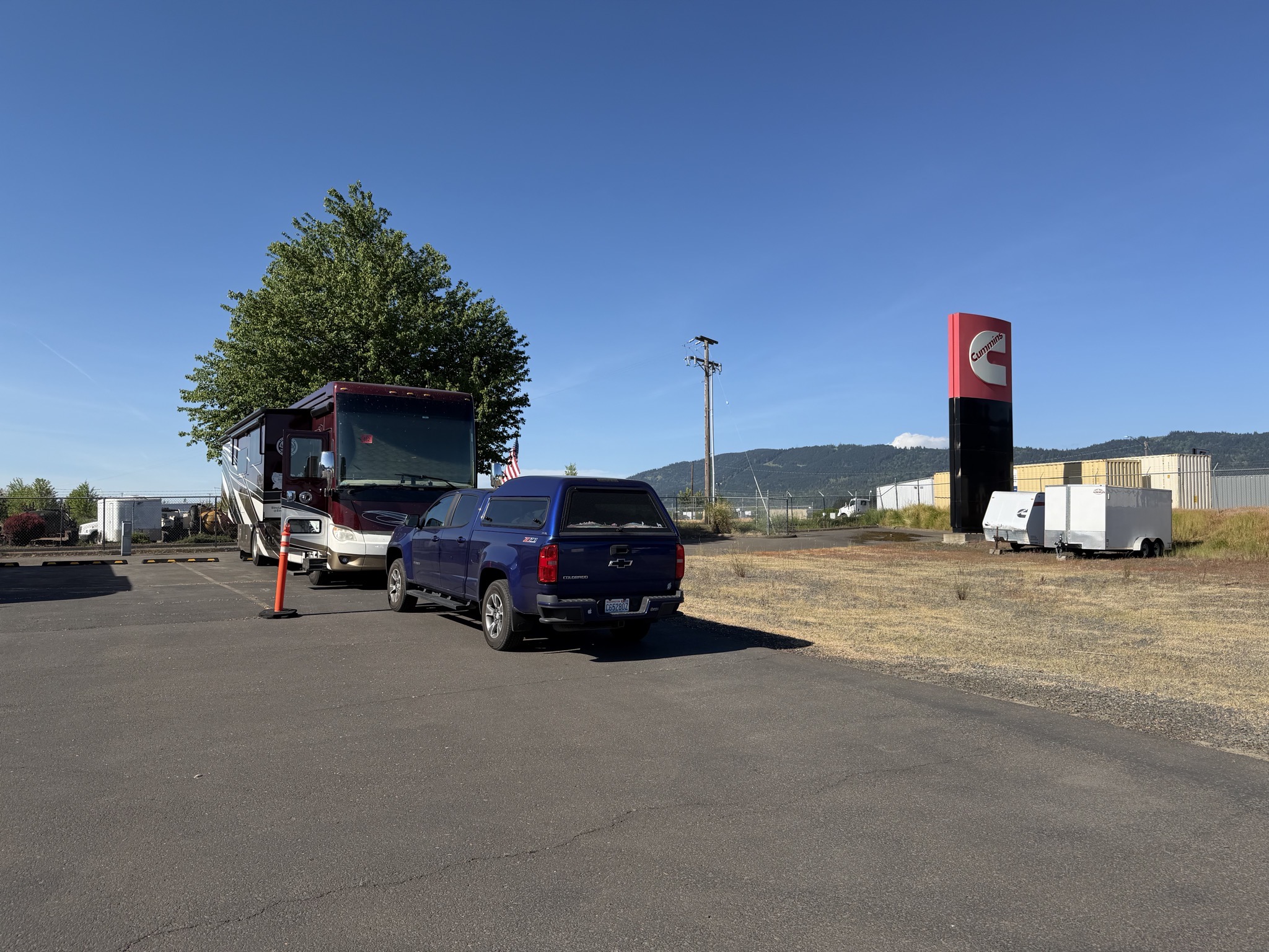 Our coach parked at Cummins