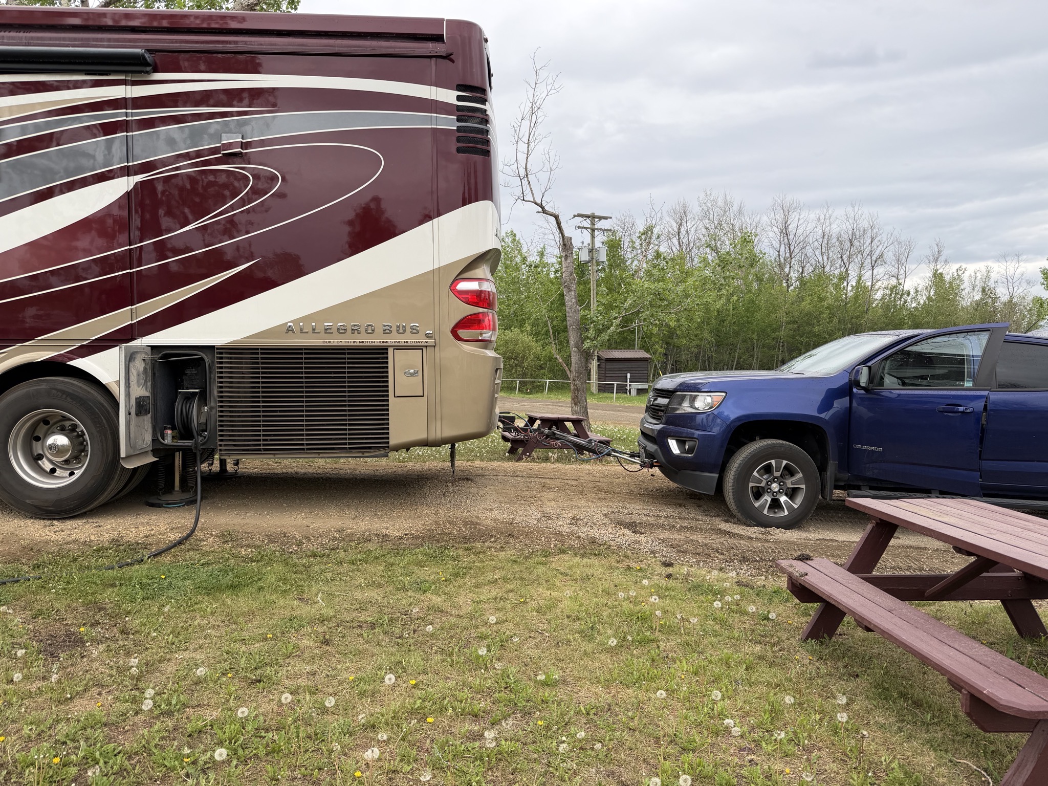The Mile 0 RV Park site was rather unlevel