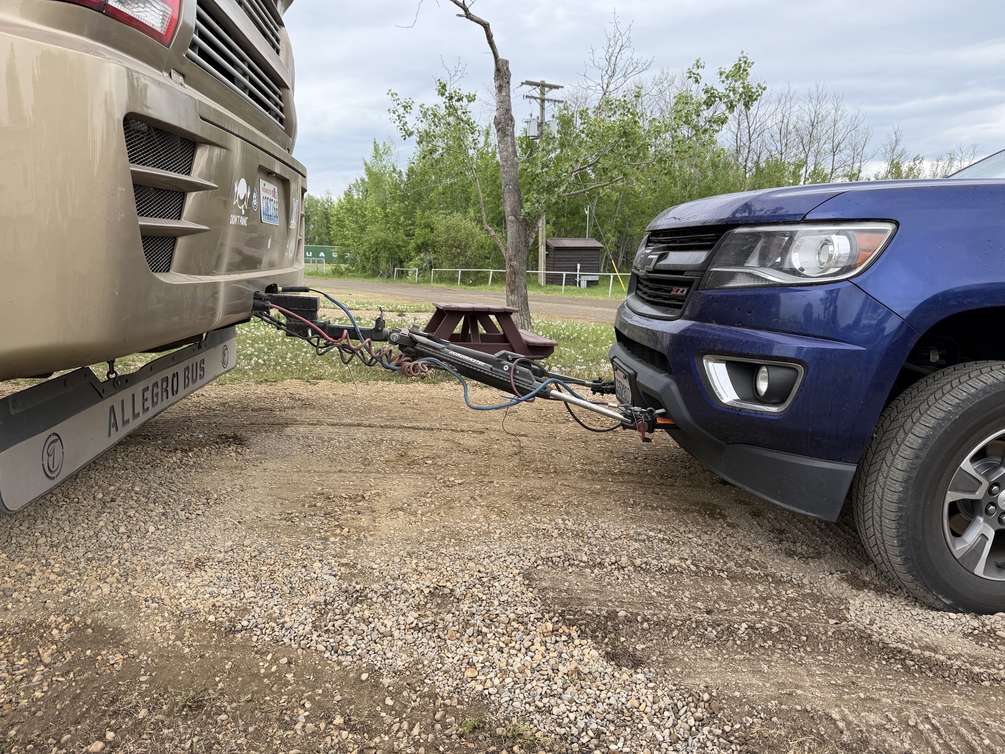 The Mile 0 RV Park site was rather unlevel