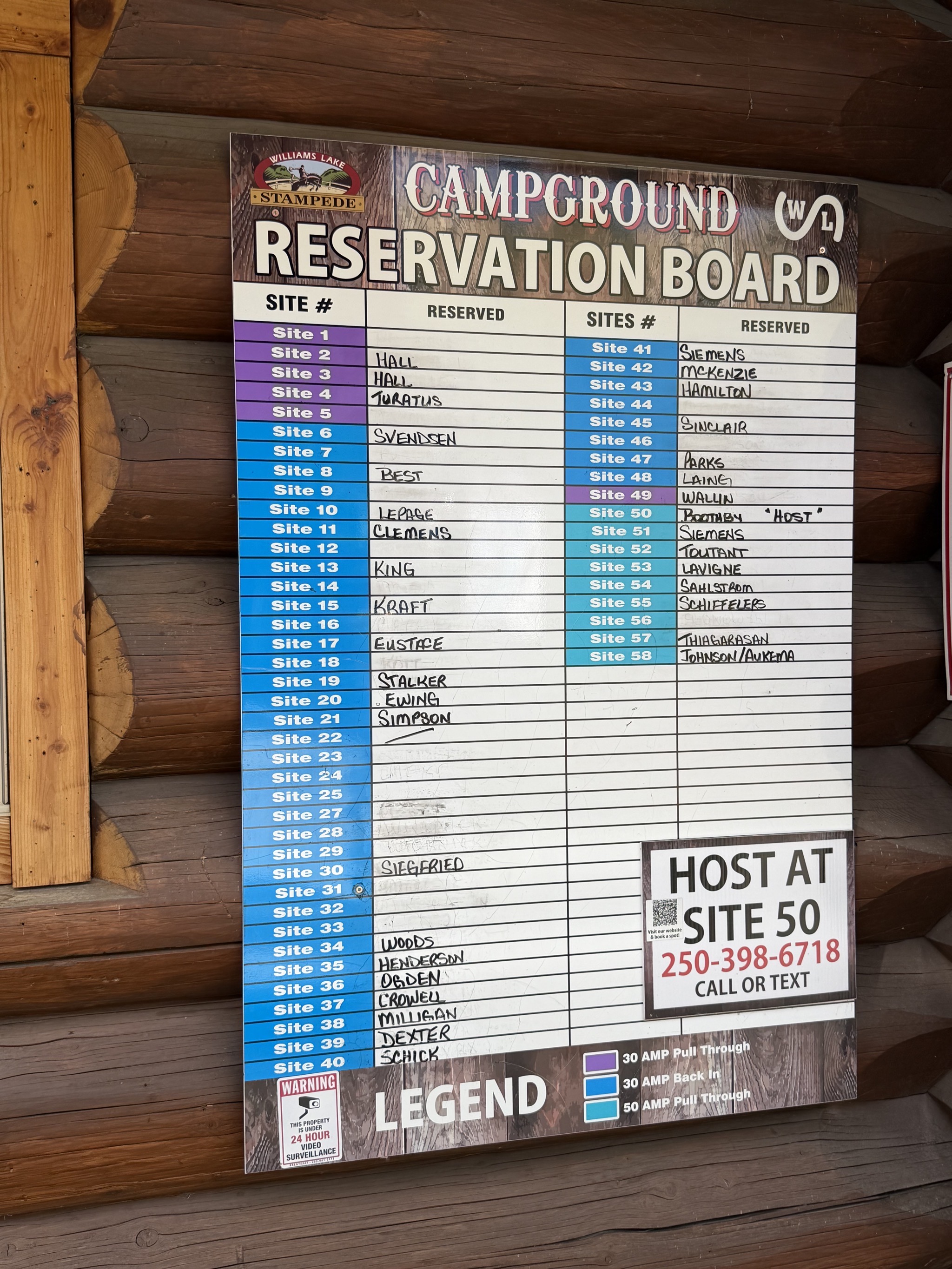 Campground reservation board