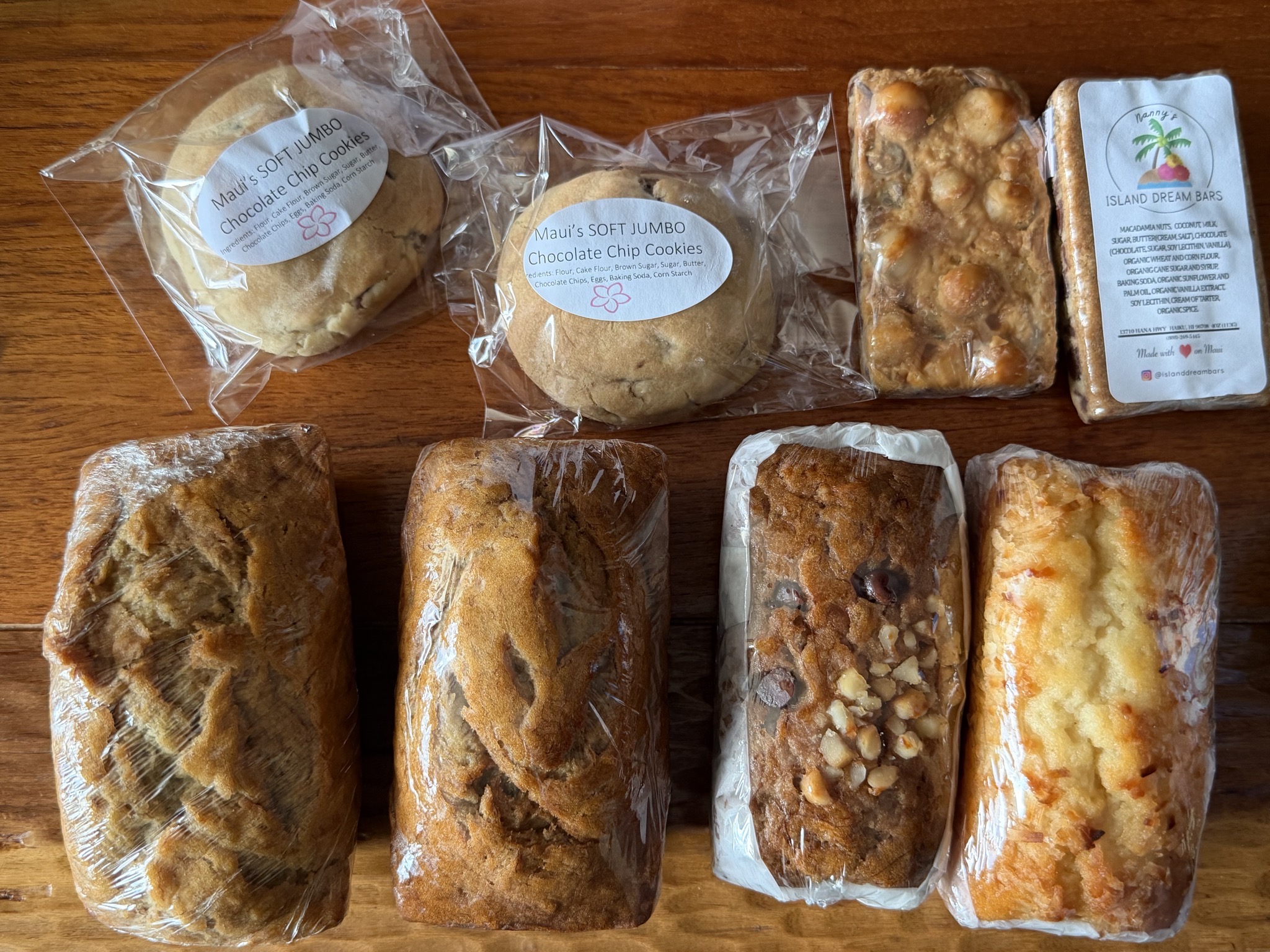 Our haul of Hana banana bread and other goodies haul (other than the couple of loaves we ate on the road)
